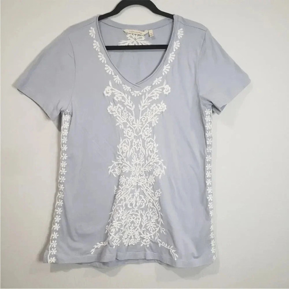 Soft Surroundings Short Sleeves Embroidered Blouse Size XS (fits larger) - Picture 2 of 8
